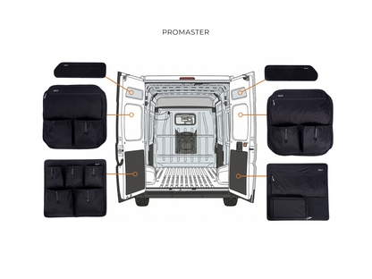 Ram Promaster Rear Door Storage Panels Bundle (Upper, Middle &amp; Lower)