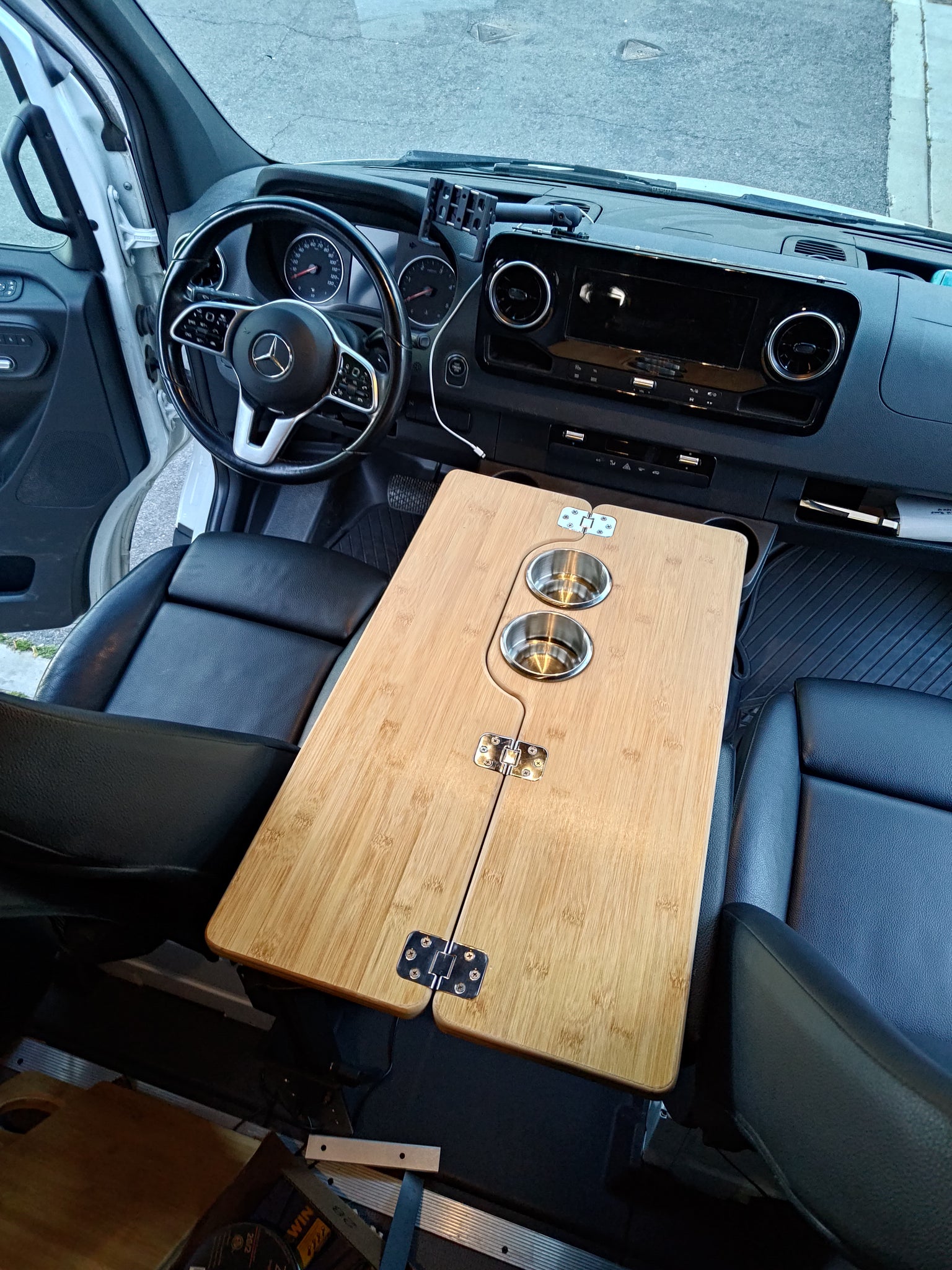 SPRINTER VAN TABLE - BAMBOO TABLE TOP WITH 360° SWIVEL MOUNT – White ...