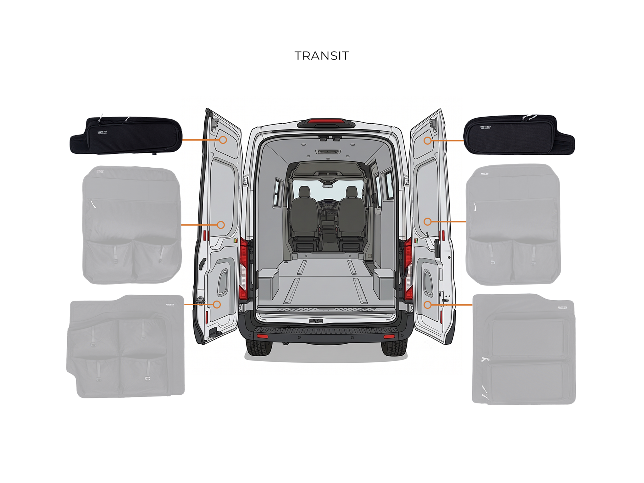 Ford Transit Upper Rear Door Storage Panels (Pair)