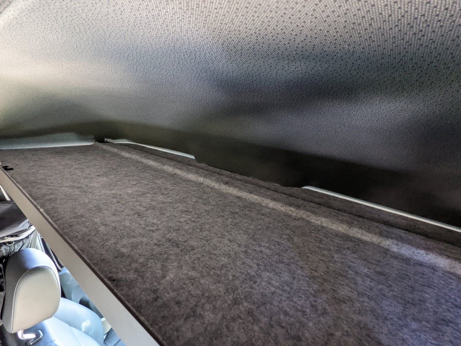 SPRINTER HEADLINER SHELF INCLUDES CURTAIN ROD AND LINER 2019+ - White Top Adventures